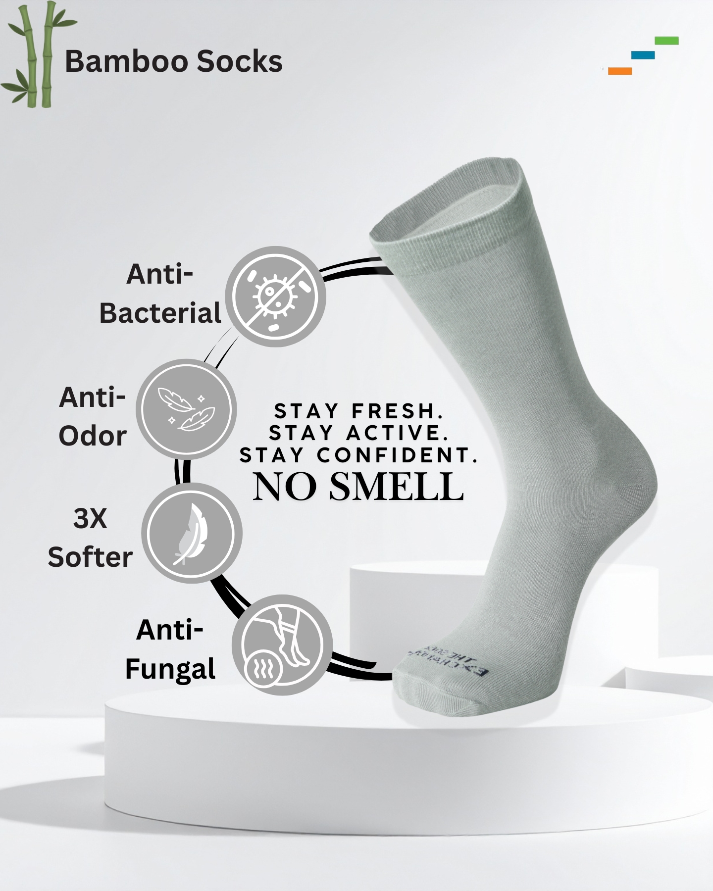 The Monarch Line-Bamboo Socks (Light Grey)