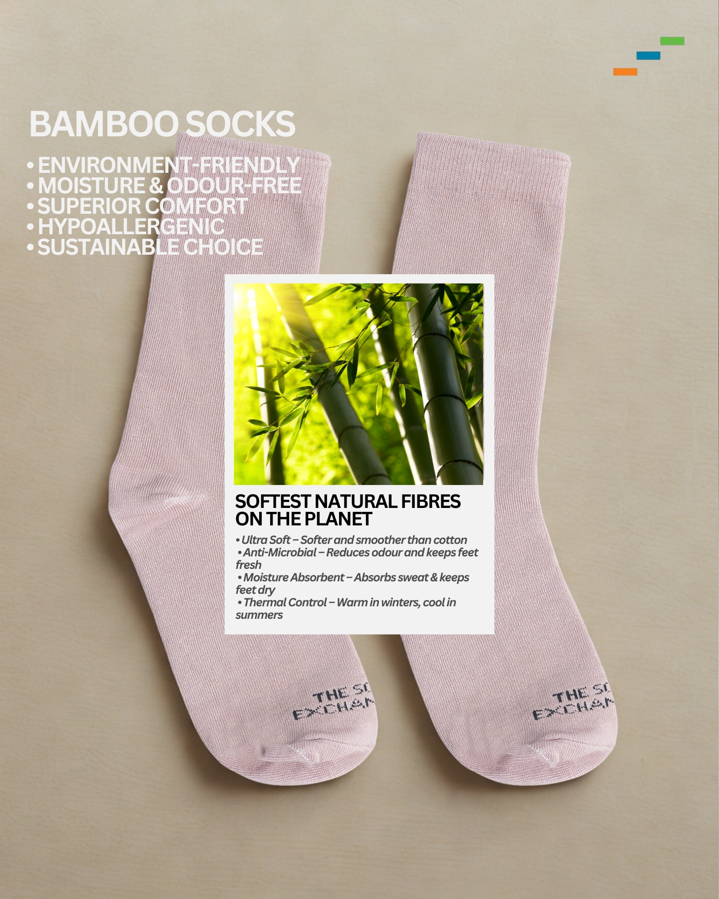 The Monarch Line-Bamboo Socks (Beige) - Image 5