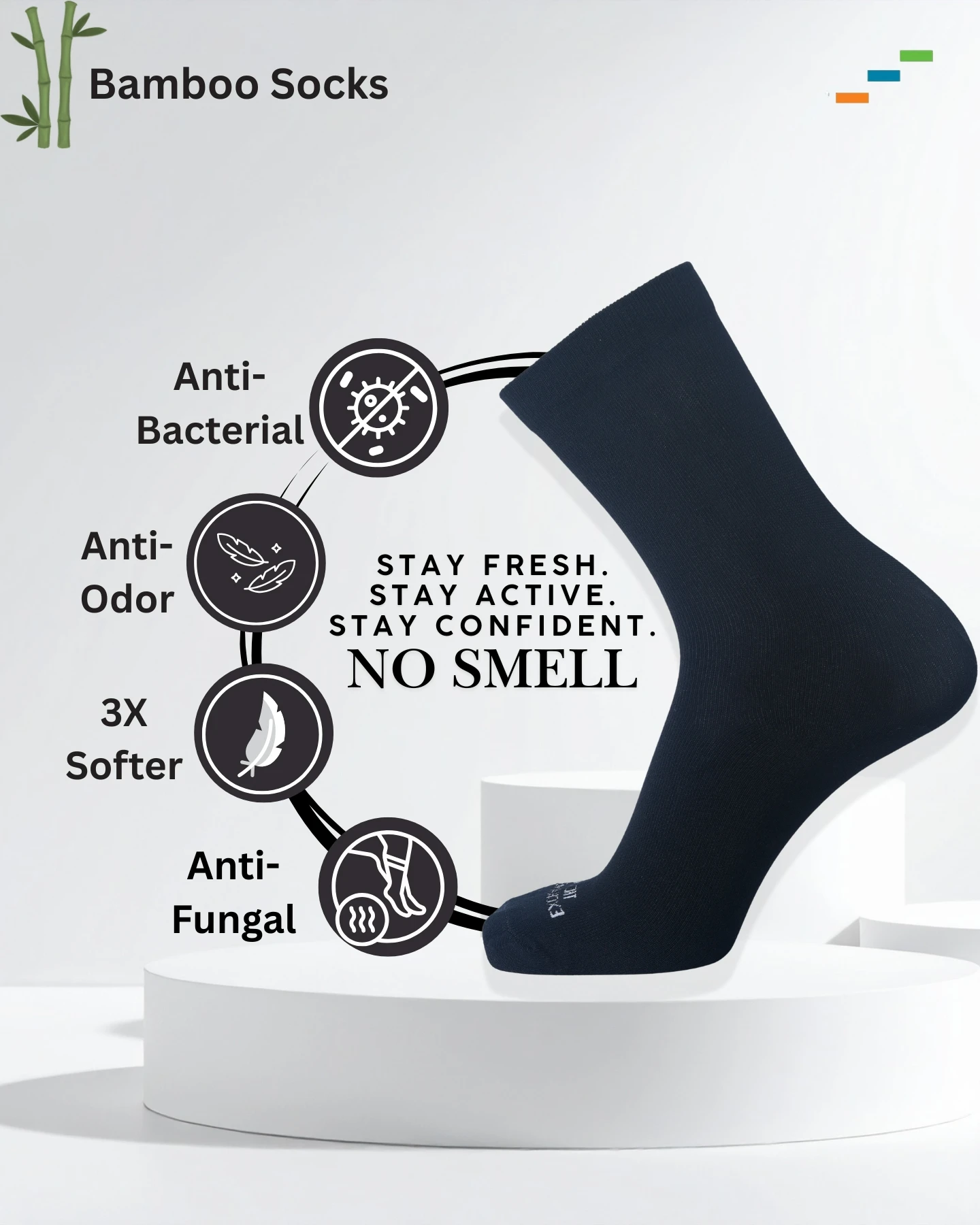 The Monarch Line-Bamboo Socks (Dark Blue) - Image 3