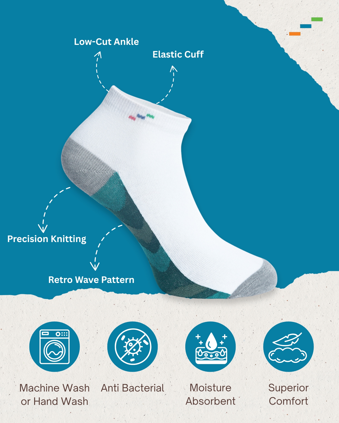 Retro Wave Low Cut Ankle Socks
